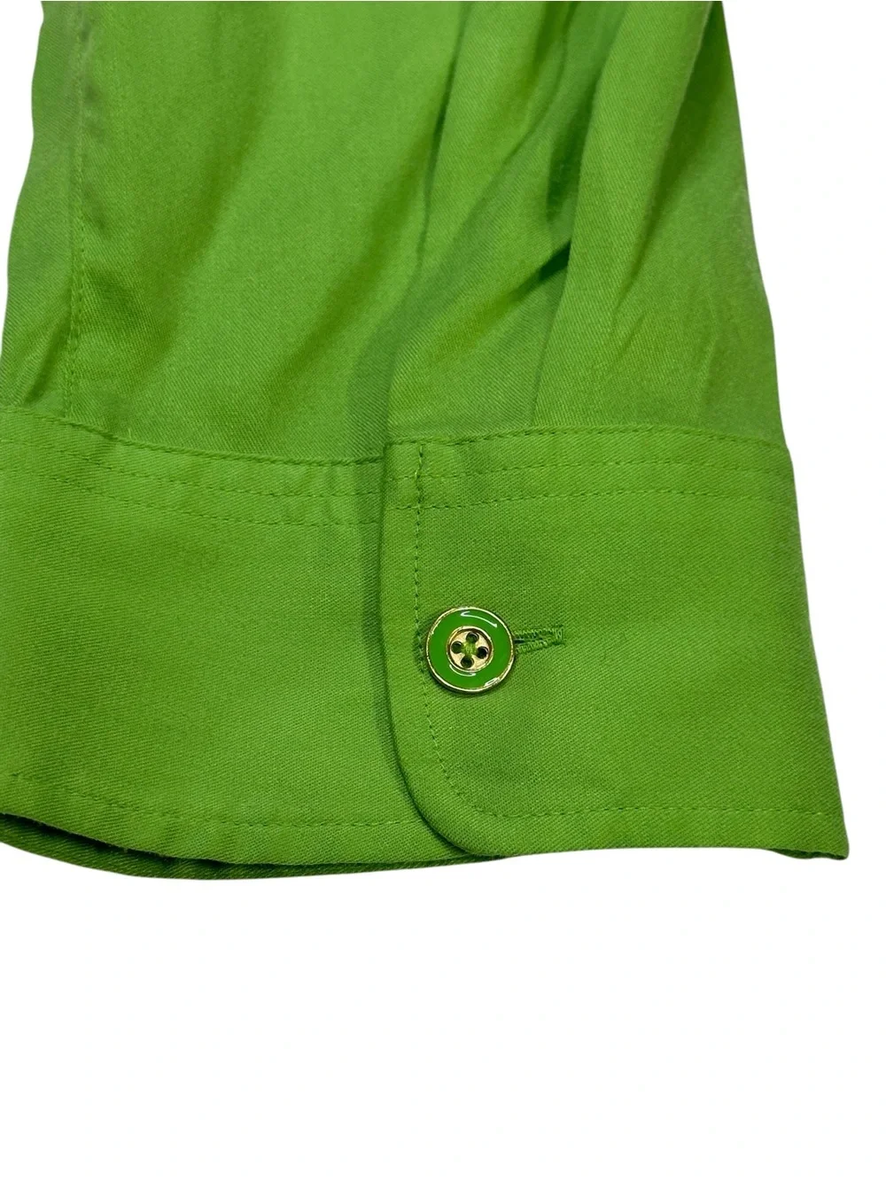 Talbots 100% Tencel Lyocell Lime Green Pleated 3/4 Sleeve Blouse Size 4
